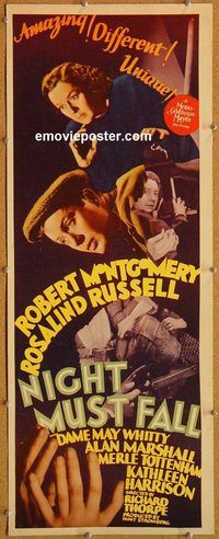 w376 NIGHT MUST FALL insert movie poster '37 Montgomery