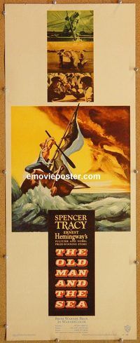 w383 OLD MAN & THE SEA insert movie poster '58 Tracy, Hemingway