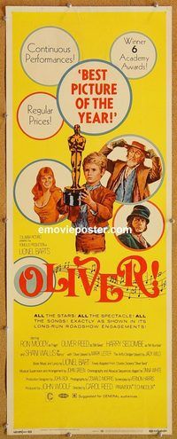 w385 OLIVER insert movie poster '69 Charles Dickens, Reed, Ron Moody