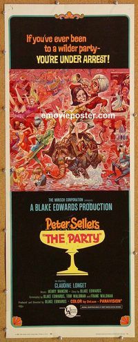 w398 PARTY insert movie poster '68 Sellers, Edwards, Jack Davis art!