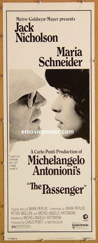 w399 PASSENGER insert movie poster '75 Jack Nicholson, Antonioni