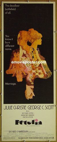 w403a PETULIA insert movie poster '68 Julie Christie, George C Scott