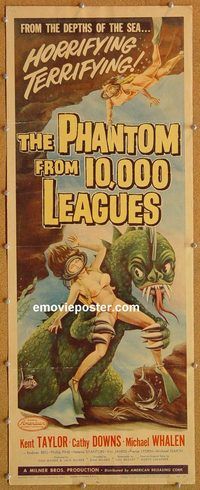 w403b PHANTOM FROM 10,000 LEAGUES insert movie poster '56 Kent Taylor