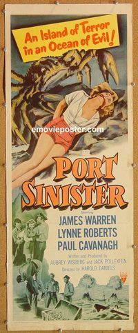 w413 PORT SINISTER insert movie poster '53 James Warren, Roberts