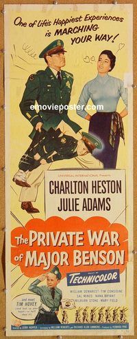 w417 PRIVATE WAR OF MAJOR BENSON insert movie poster '55 Heston