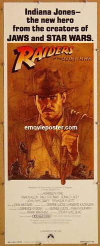 w424 RAIDERS OF THE LOST ARK int'l insert movie poster '81 Harrison Ford