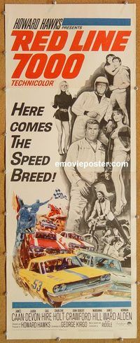 w432 RED LINE 7000 insert movie poster '65 car racing, James Caan