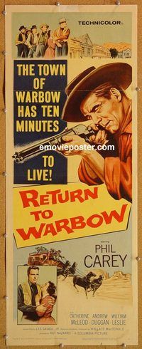 w438 RETURN TO WARBOW insert movie poster '58 Phil Carey, McLeod