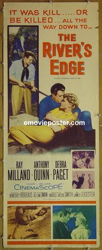 w442a RIVER'S EDGE insert movie poster '57 Ray Milland, Anthony Quinn