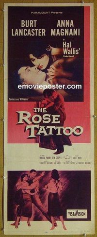 w446 ROSE TATTOO insert movie poster '55 Burt Lancaster, Magnani