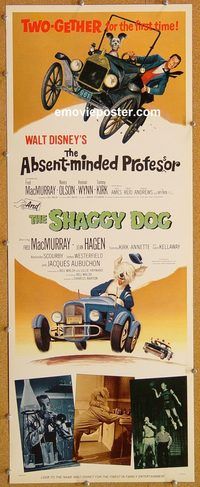 w462 ABSENT-MINDED PROFESSOR/SHAGGY DOG insert movie poster '67
