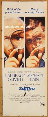 w473 SLEUTH insert movie poster '72 Laurence Olivier, Michael Caine