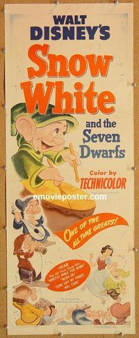 w475 SNOW WHITE & THE SEVEN DWARFS insert movie poster R51 Disney