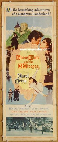 w478 SNOW WHITE & THE THREE STOOGES insert movie poster '61 cool!