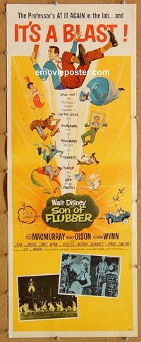 w480 SON OF FLUBBER insert movie poster '63 Walt Disney, MacMurray