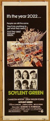 w485 SOYLENT GREEN insert movie poster '73 Charlton Heston, Robinson