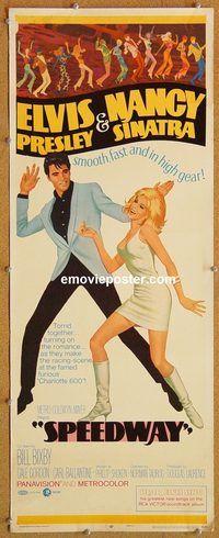 w487 SPEEDWAY insert movie poster '68 Elvis, Nancy Sinatra