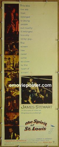 w490 SPIRIT OF ST LOUIS insert movie poster '57 Jimmy Stewart