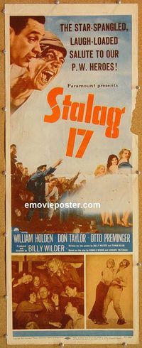 w493 STALAG 17 insert movie poster '53 William Holden, Preminger
