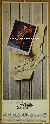 w496 STERILE CUCKOO insert movie poster '69 Liza Minnelli, Nichols