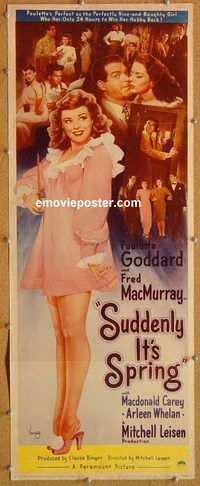 w499 SUDDENLY IT'S SPRING insert movie poster '46 Paulette Goddard