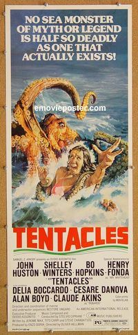 w515 TENTACLES insert movie poster '77 AIP, great octopus image!
