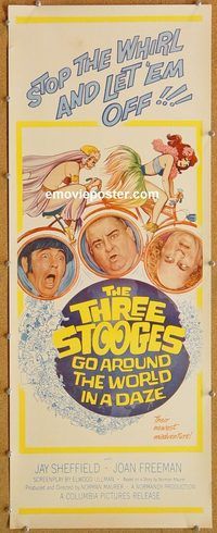 w528 THREE STOOGES GO AROUND THE WORLD IN A DAZE insert movie poster '63