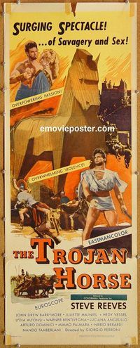w544 TROJAN HORSE insert movie poster '62 Steve Reeves, Barrymore