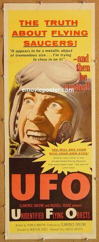 w550 UFO insert movie poster '56 cool flying saucer sci-fi doc!
