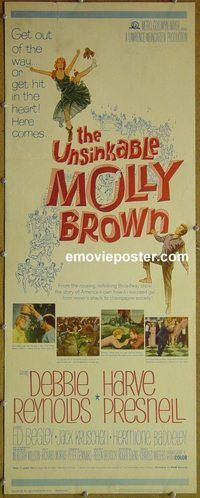 w554 UNSINKABLE MOLLY BROWN insert movie poster '64 Debbie Reynolds