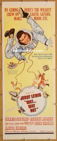 w571 WAY WAY OUT insert movie poster '66 Jerry Lewis, Connie Stevens