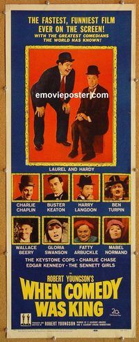 w576 WHEN COMEDY WAS KING insert movie poster '60 Chaplin, Keaton