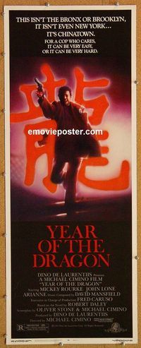 w592 YEAR OF THE DRAGON insert movie poster '85 Mickey Rourke