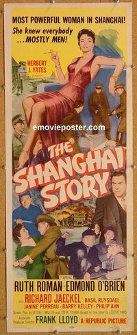 w464 SHANGHAI STORY insert movie poster '54 Ruth Roman, O'Brien