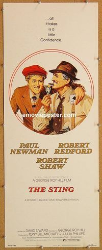 w497 STING insert movie poster '74 Paul Newman, Robert Redford, Shaw