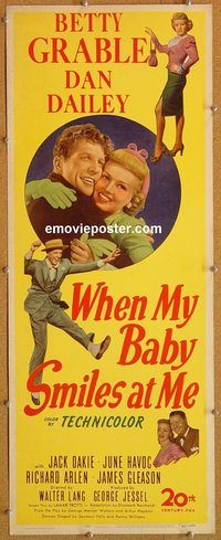 w579 WHEN MY BABY SMILES AT ME insert movie poster '48 Betty Grable