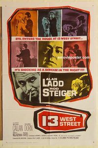 a604 13 WEST STREET one-sheet movie poster '62 Alan Ladd, Rod Steiger