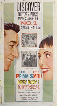 a036 HEY BOY, HEY GIRL three-sheet movie poster '59 Louis Prima, Smith