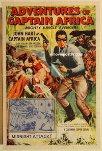 a607 ADVENTURES OF CAPTAIN AFRICA Chap 3 one-sheet movie poster '55 serial