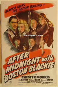 a610 AFTER MIDNIGHT WITH BOSTON BLACKIE one-sheet movie poster '43 Morris