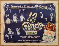 a123 13 GHOSTS half-sheet movie poster '60 William Castle, cool horror!