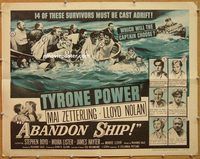 a125 ABANDON SHIP half-sheet movie poster '57 Tyrone Power, Mai Zetterling