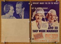 a048 AND SO THEY WERE MARRIED movie herald '36 Douglas, Astor