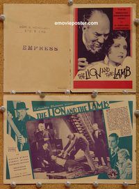 a052 LION & THE LAMB movie herald '31 Walter Byron, crime!
