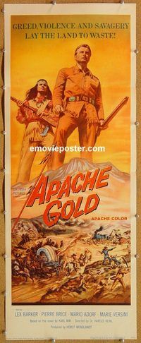 a088 APACHE GOLD insert movie poster '63 Lex Barker, German western!
