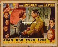 a402 ADAM HAD FOUR SONS movie lobby card '41 Ingrid Bergman, Baxter
