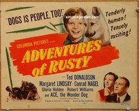 a190 ADVENTURES OF RUSTY title lobby card '45 Donaldson, Lindsay