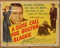 a234 CLOSE CALL FOR BOSTON BLACKIE title lobby card '45 Chester Morris
