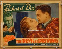 a453 DEVIL IS DRIVING movie lobby card '37 Richard Dix, Joan Perry
