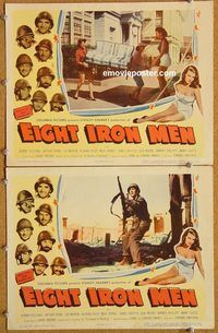 b396 EIGHT IRON MEN 2 movie lobby cards '52 Lee Marvin, Mary Castle